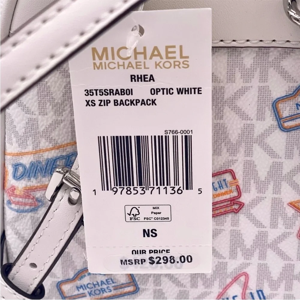 Michael Kors Rhea Extra-Small convertible Backpack Crossbody Optic White